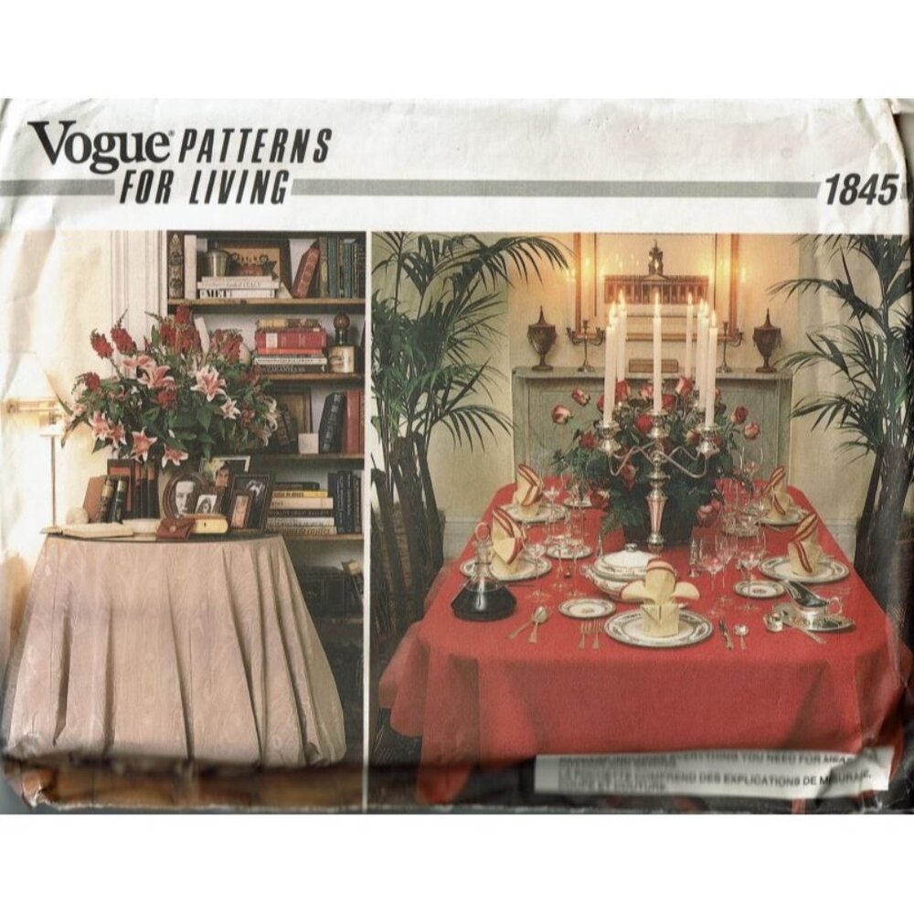Vogue Sewing Pattern‎ 1845 Tabletop Coverings Napkins